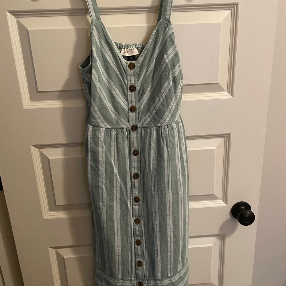 Green and White Smocked Midi Sundress